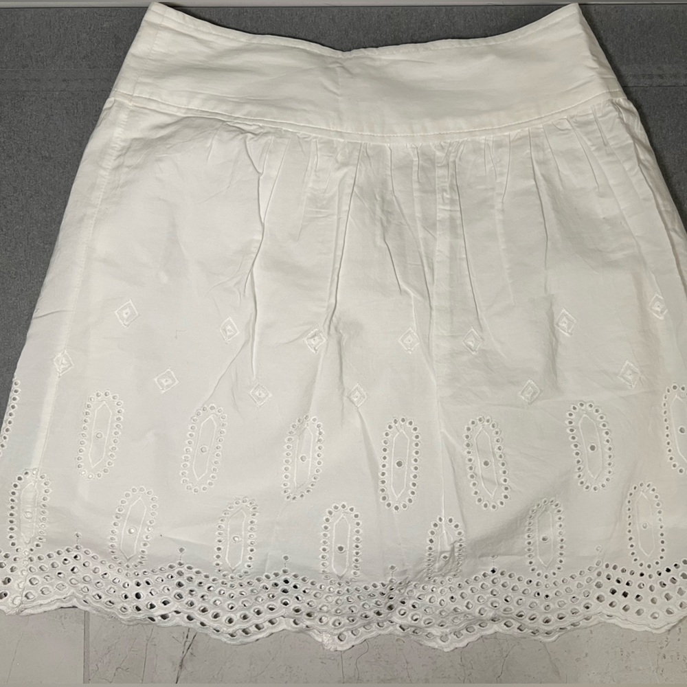LOFT Women’s 00P White Eyelet A-Line Mini Skirt NWT